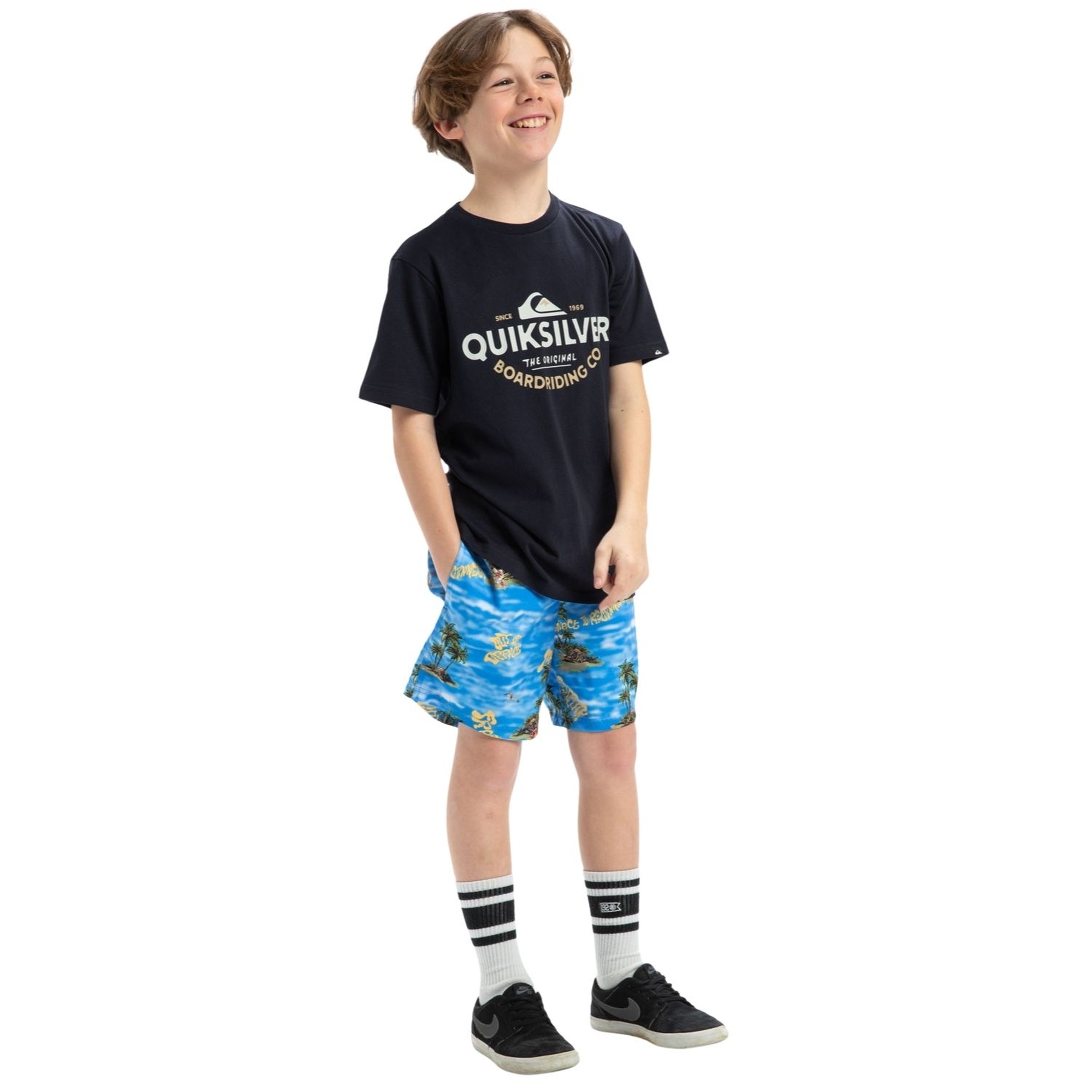 Quiksilver Ev Typed Out Yth Erkek Çocuk Mavi Tişört