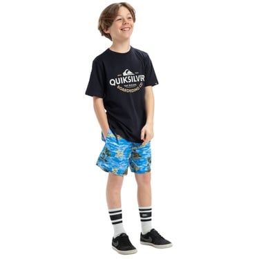  Quiksilver Ev Typed Out Yth Erkek Çocuk Mavi Tişört