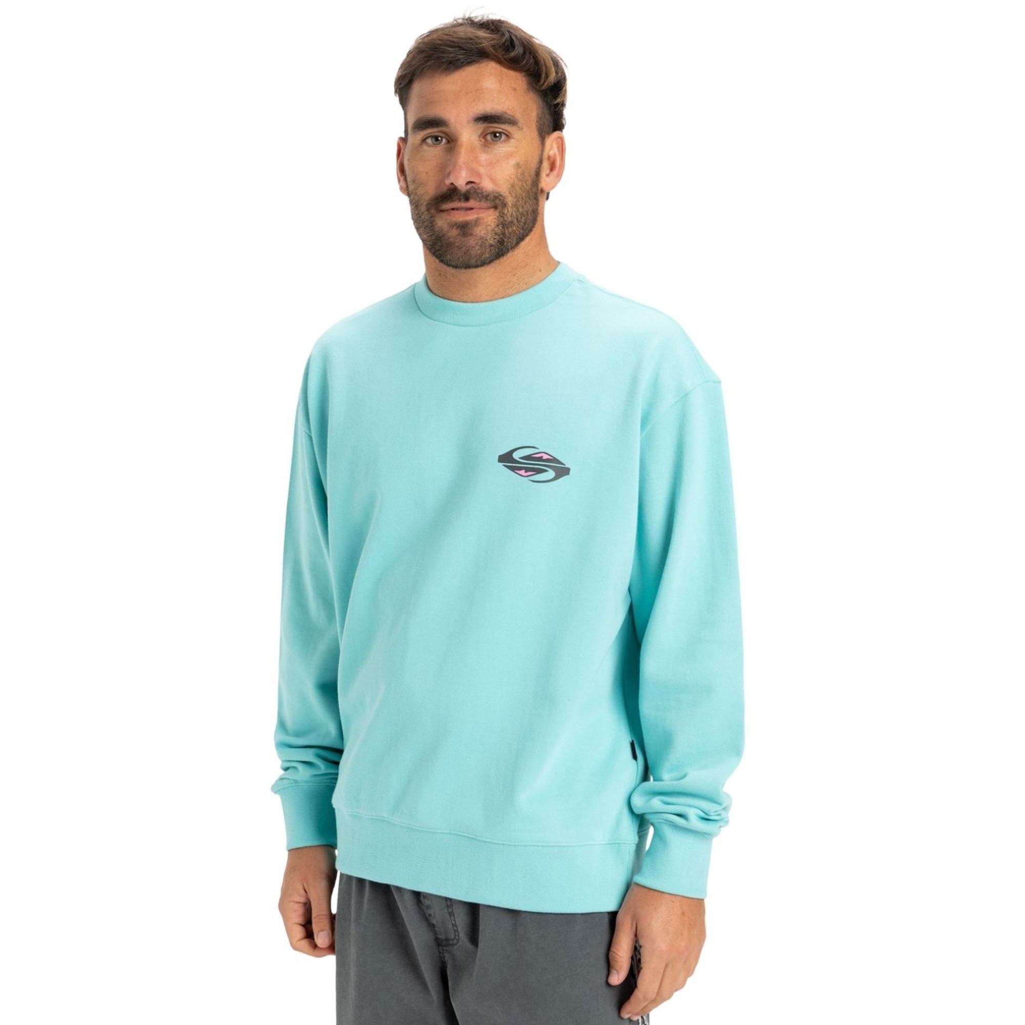 Quiksilver Spin Cycle Crew Erkek Mavi Sweatshirt