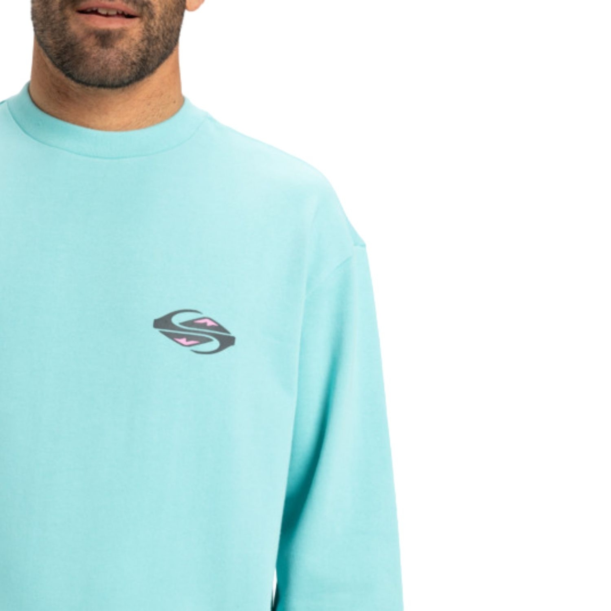Quiksilver Spin Cycle Crew Erkek Mavi Sweatshirt