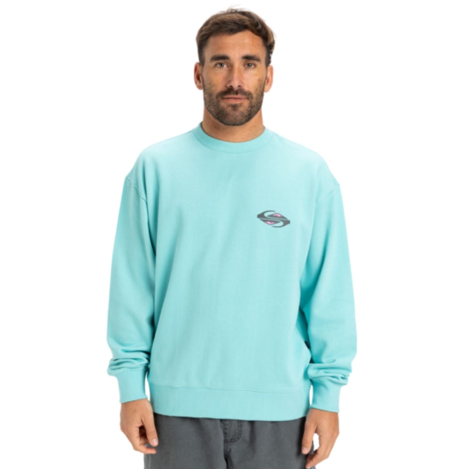  Quiksilver Spin Cycle Crew Erkek Mavi Sweatshirt
