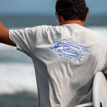  Quiksilver Mercury Chrome Lightning Erkek Beyaz Tişört