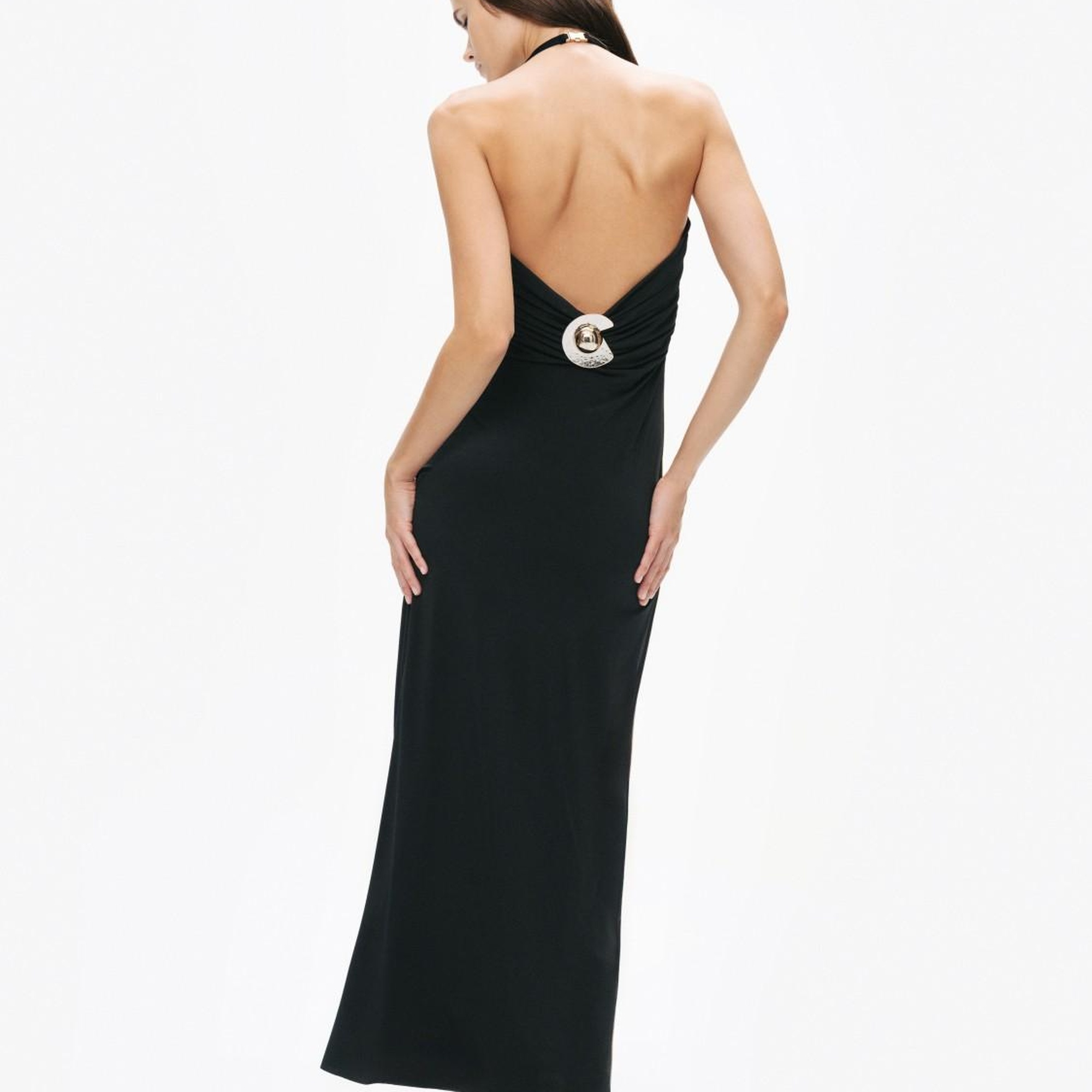 Sırt Aksesuarlı Maxi Elbise