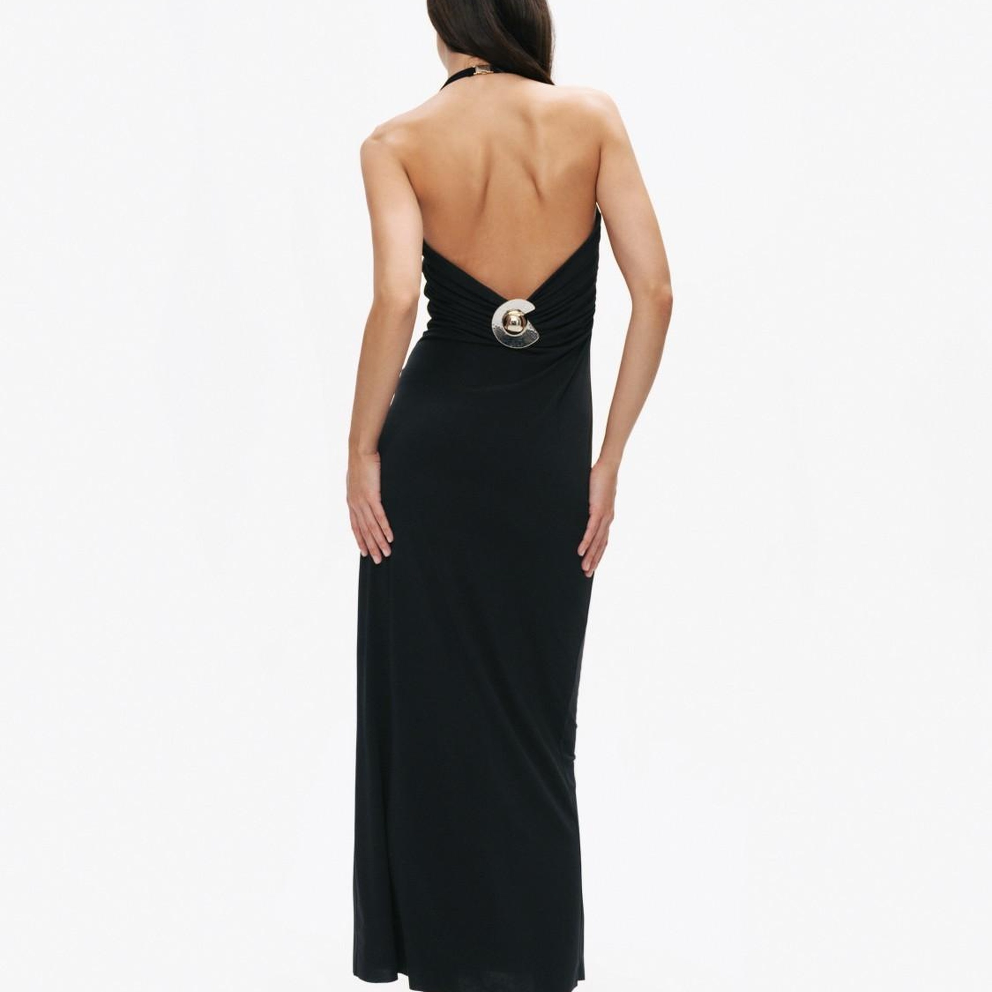 Sırt Aksesuarlı Maxi Elbise