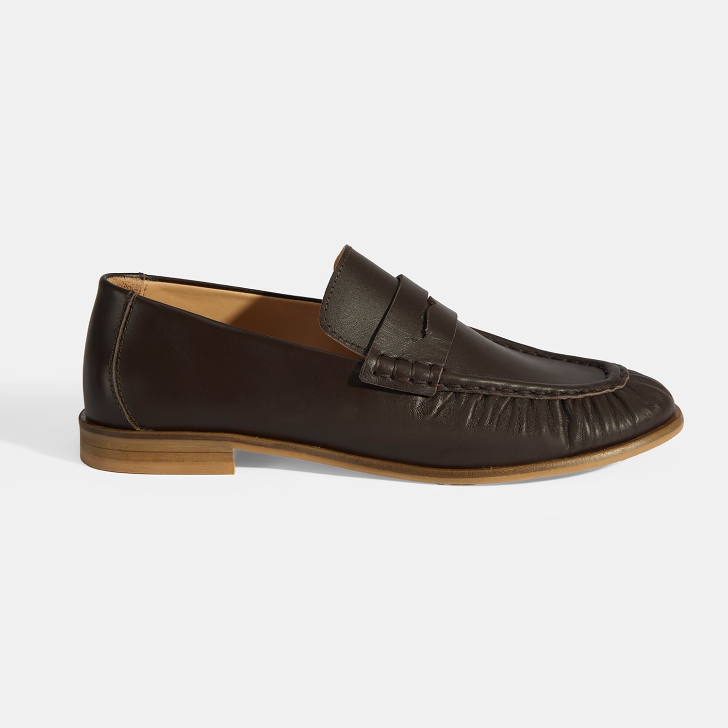  Kadın Kahve Slip-On Deri Loafer