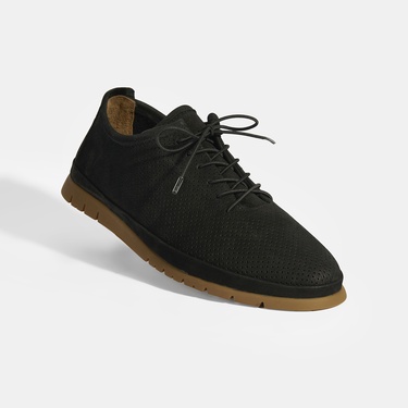  Erkek Siyah Bağcıklı Deri Ayakkabı