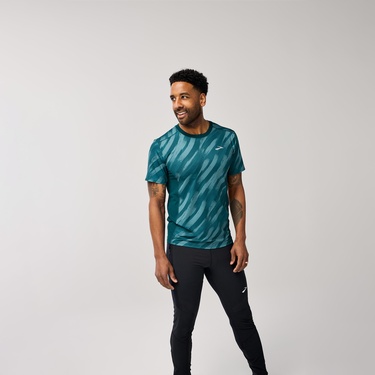  Brooks Atmosphere Sleeve 3.0 Erkek Mavi Koşu T-Shirt