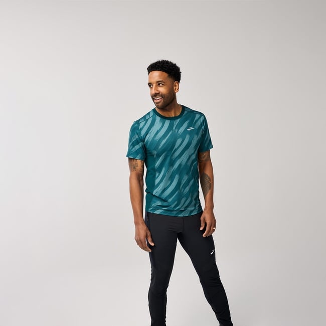  Brooks Atmosphere Sleeve 3.0 Erkek Mavi Koşu T-Shirt