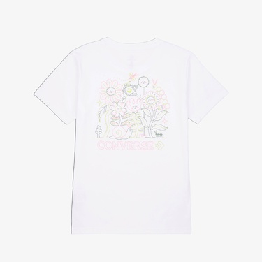  Converse Çiçek Baskılı Kadın Beyaz T-Shirt