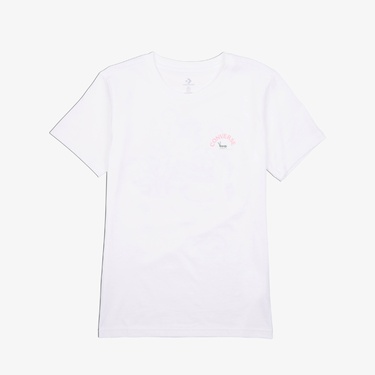  Converse Çiçek Baskılı Kadın Beyaz T-Shirt