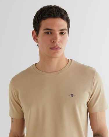  GANT Erkek Bej Slim Fit Bisiklet Yaka T-Shirt