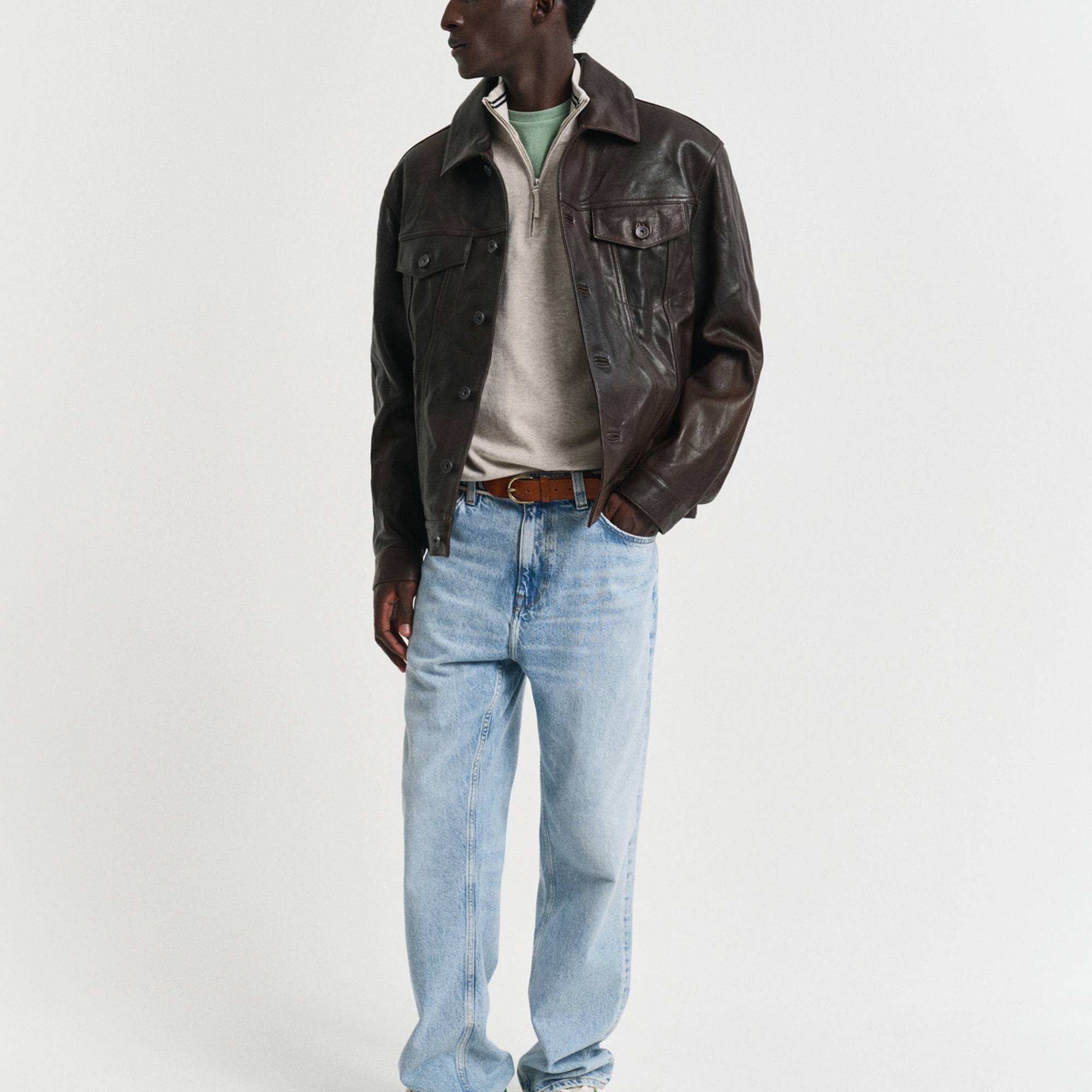 GANT Erkek Bej Regular Fit Yarım Fermuarlı Kazak