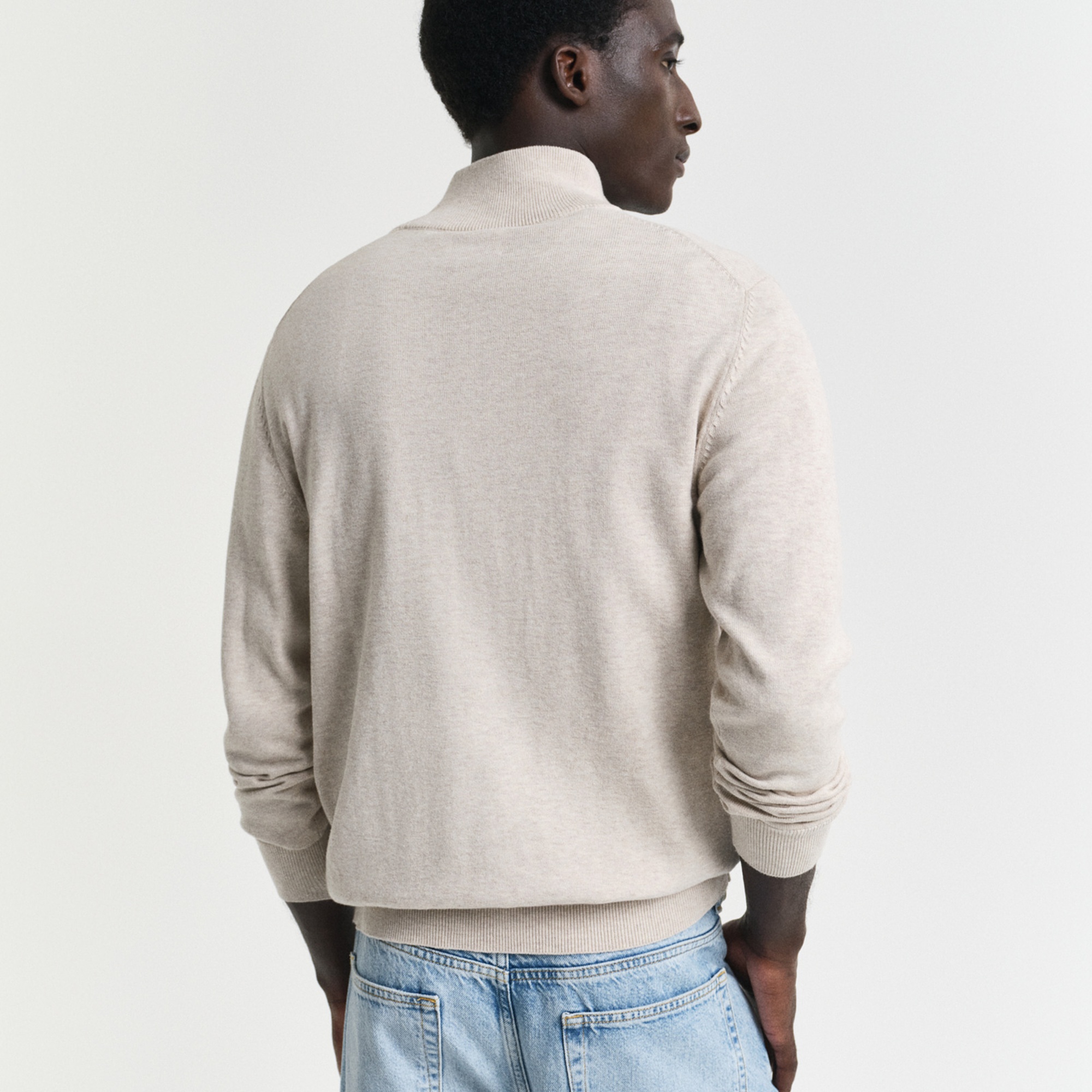 GANT Erkek Bej Regular Fit Yarım Fermuarlı Kazak