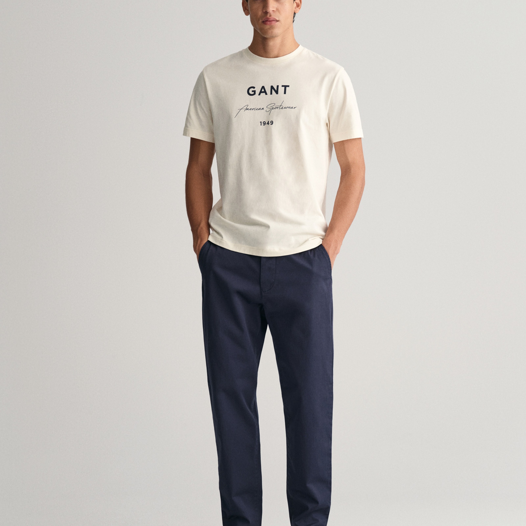 GANT Erkek Lacivert Regular Fit Chino Pantolon