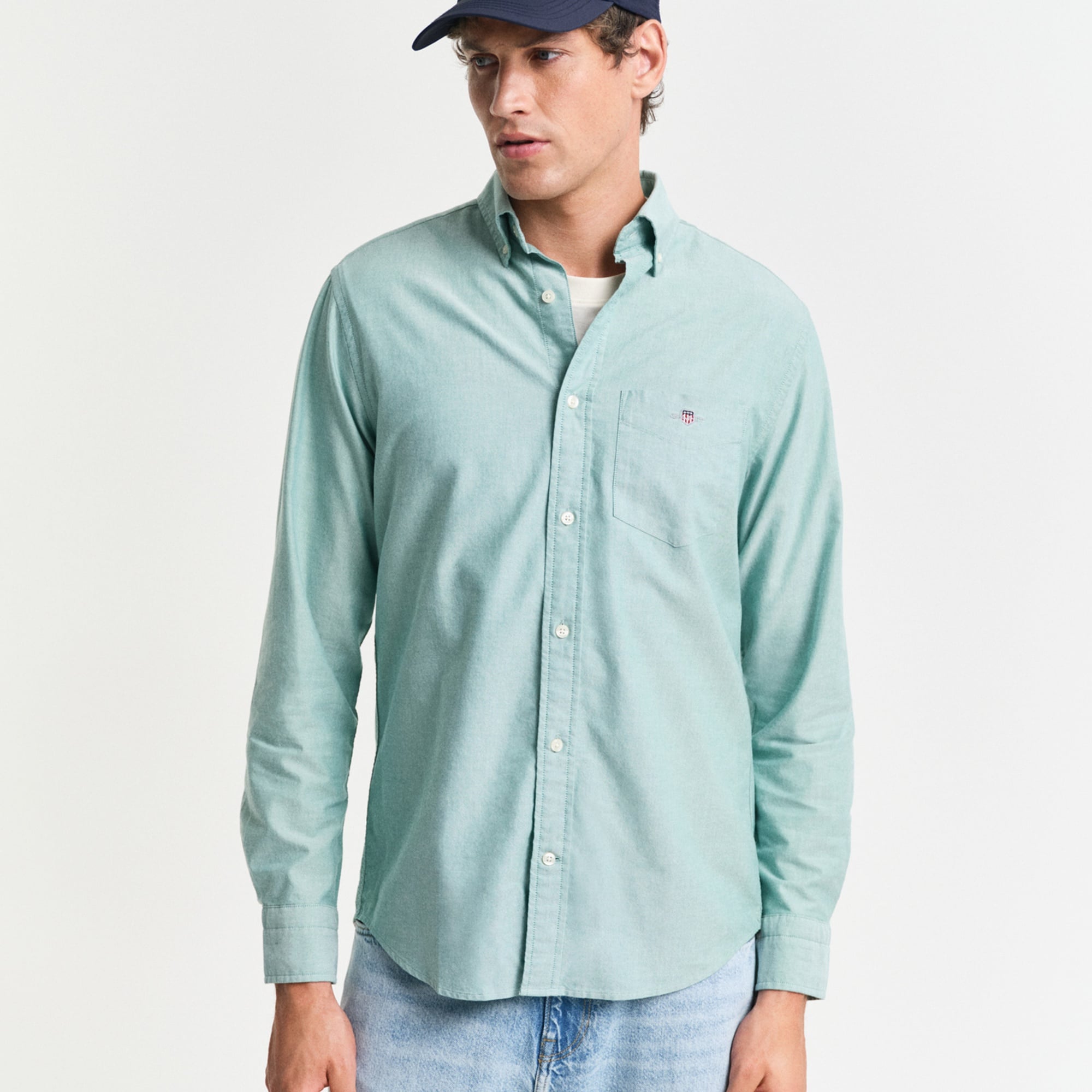 GANT Erkek Yeşil Regular Fit Düğmeli Yaka Gömlek