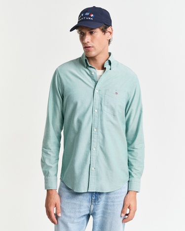  GANT Erkek Yeşil Regular Fit Düğmeli Yaka Gömlek