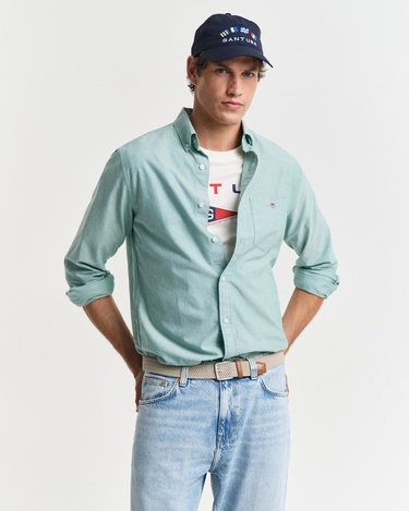  GANT Erkek Yeşil Regular Fit Düğmeli Yaka Gömlek