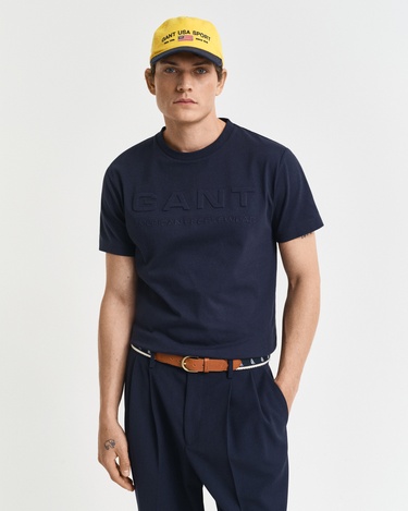  GANT Erkek Lacivert Regular Fit Bisiklet Yaka Logolu T-Shirt