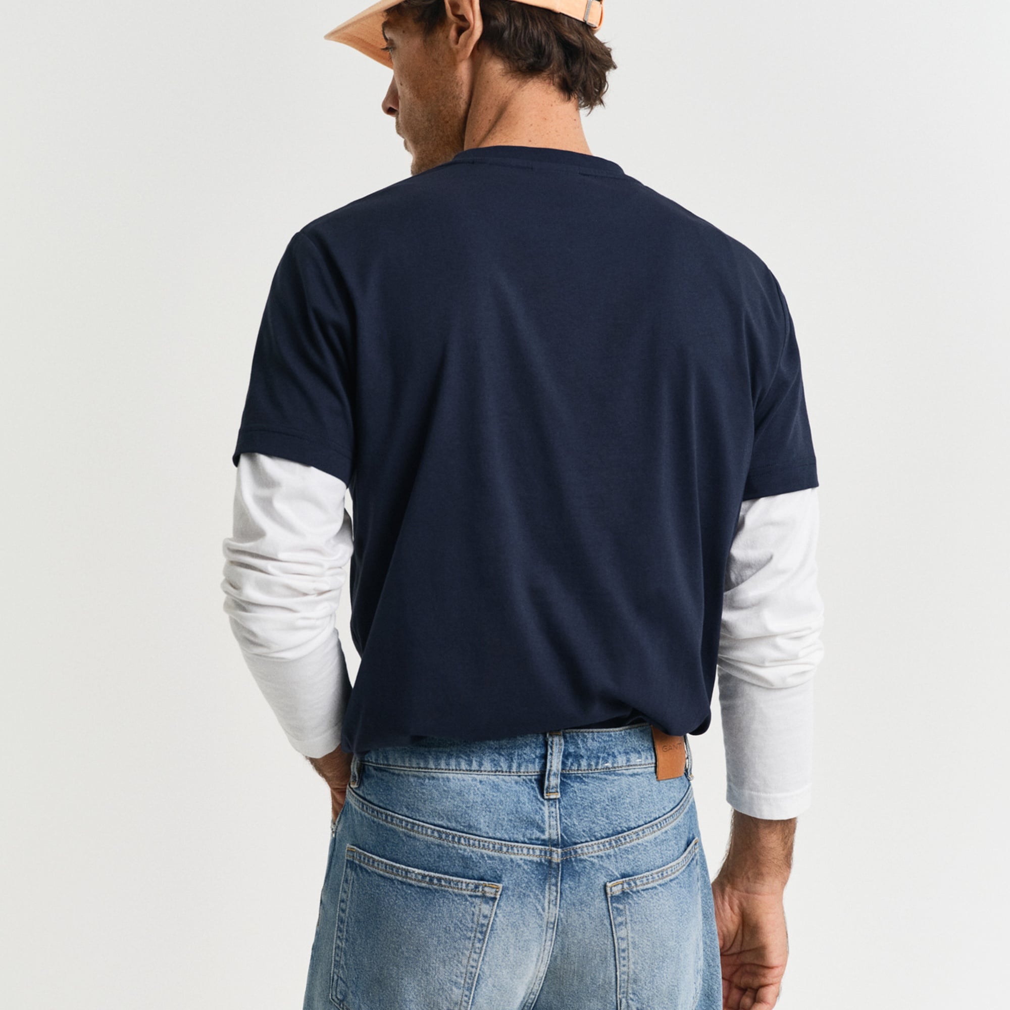 GANT Erkek Lacivert Regular Fit Bisiklet Yaka Logolu T-Shirt