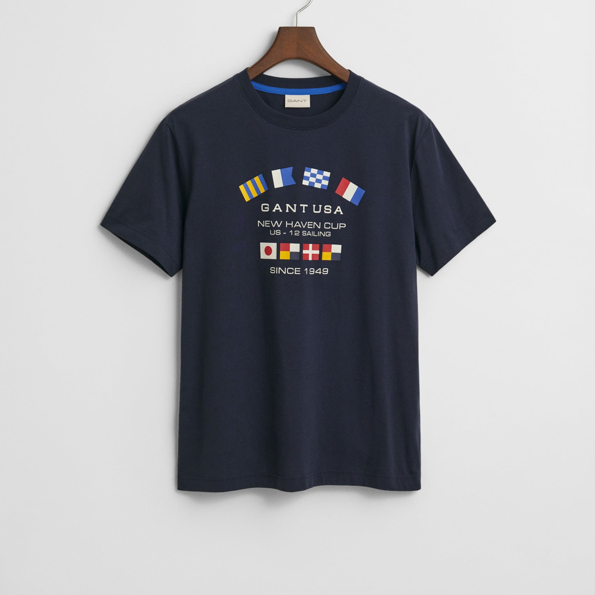 GANT Erkek Lacivert Regular Fit Bisiklet Yaka Logolu T-Shirt