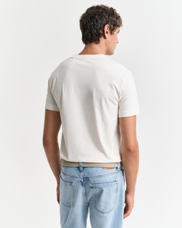  GANT Erkek Krem Regular Fit Bisiklet Yaka Logolu T-Shirt
