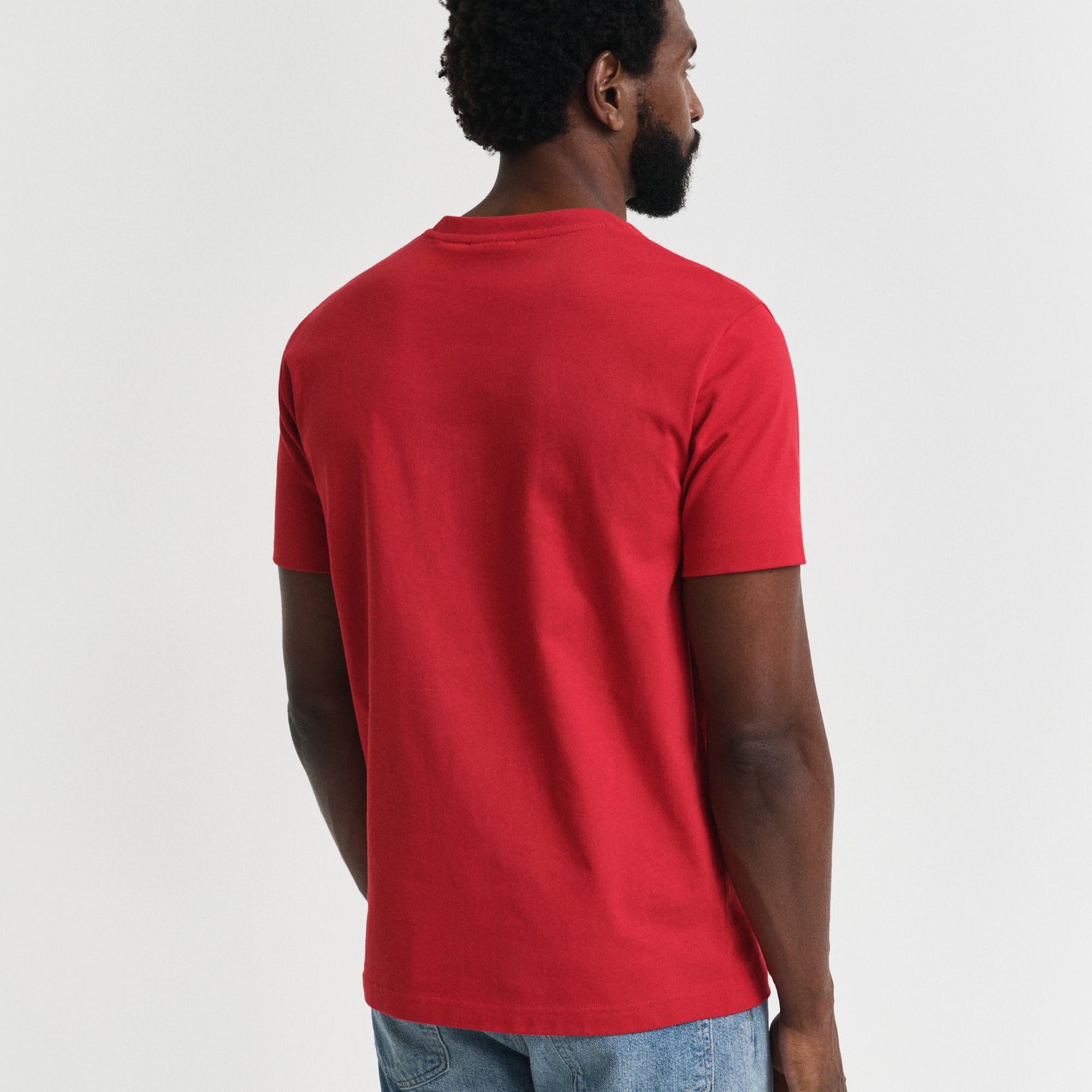 GANT Erkek Kırmızı Regular Fit Bisiklet Yaka Logolu T-Shirt