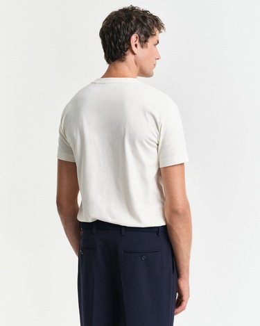  GANT Erkek Krem Regular Fit Bisiklet Yaka Logolu T-Shirt