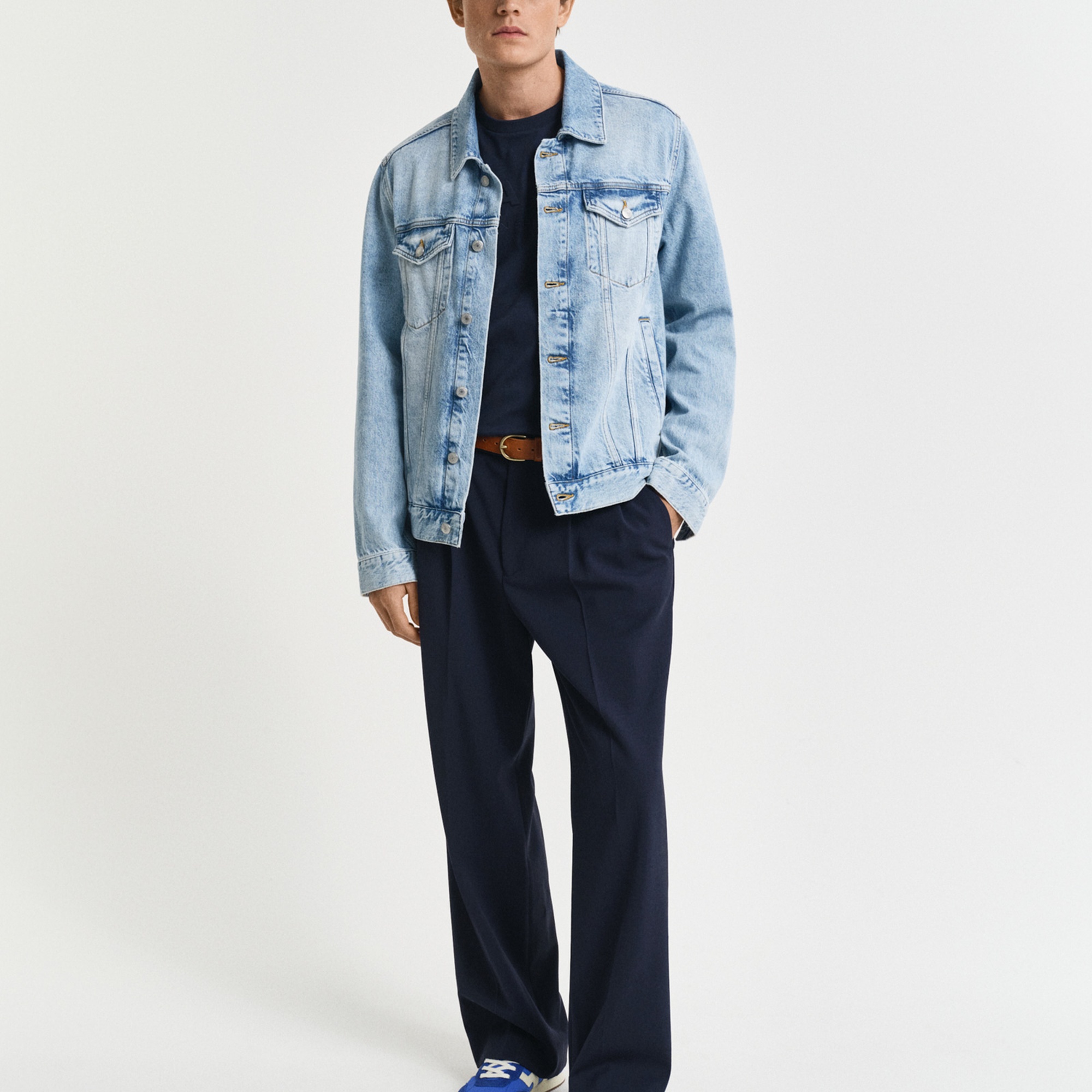 GANT Erkek Lacivert Regular Fit Bisiklet Yaka Logolu T-Shirt