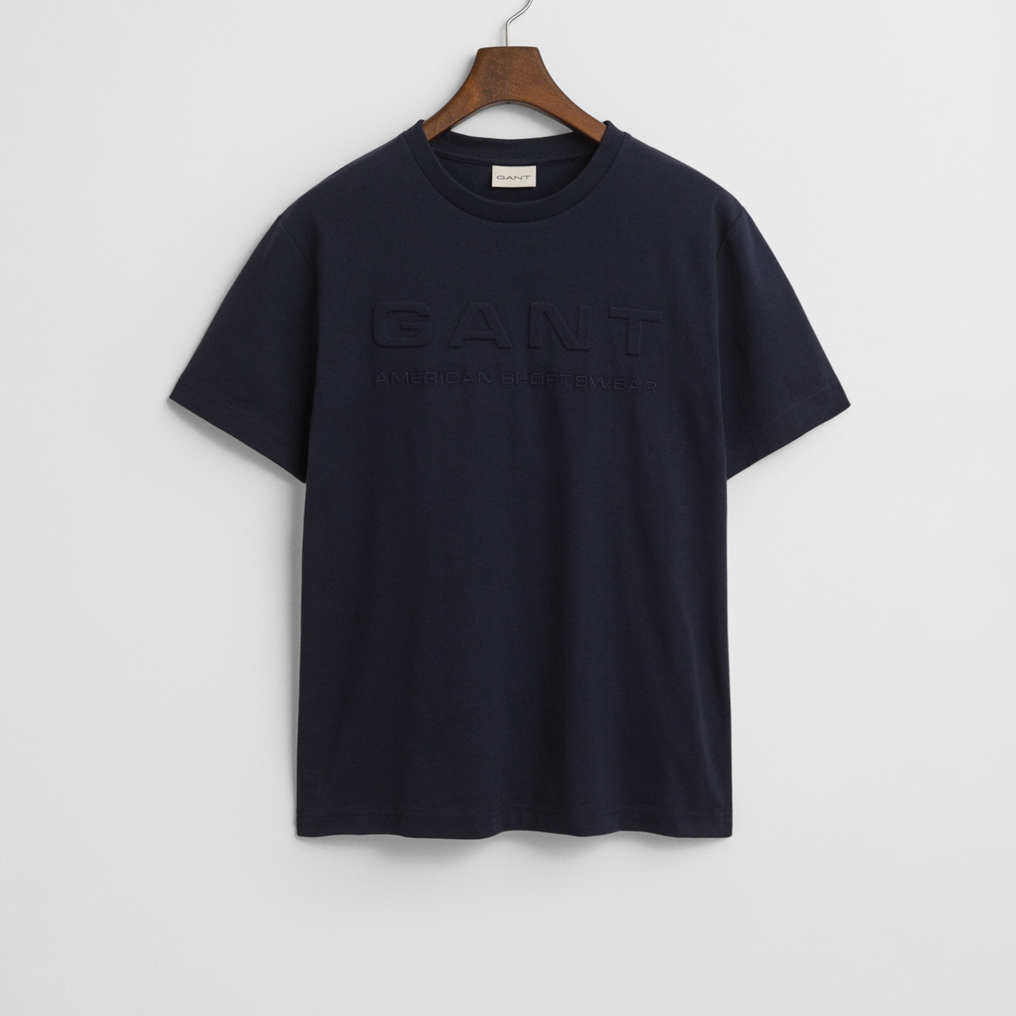 GANT Erkek Lacivert Regular Fit Bisiklet Yaka Logolu T-Shirt