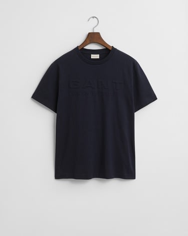  GANT Erkek Lacivert Regular Fit Bisiklet Yaka Logolu T-Shirt