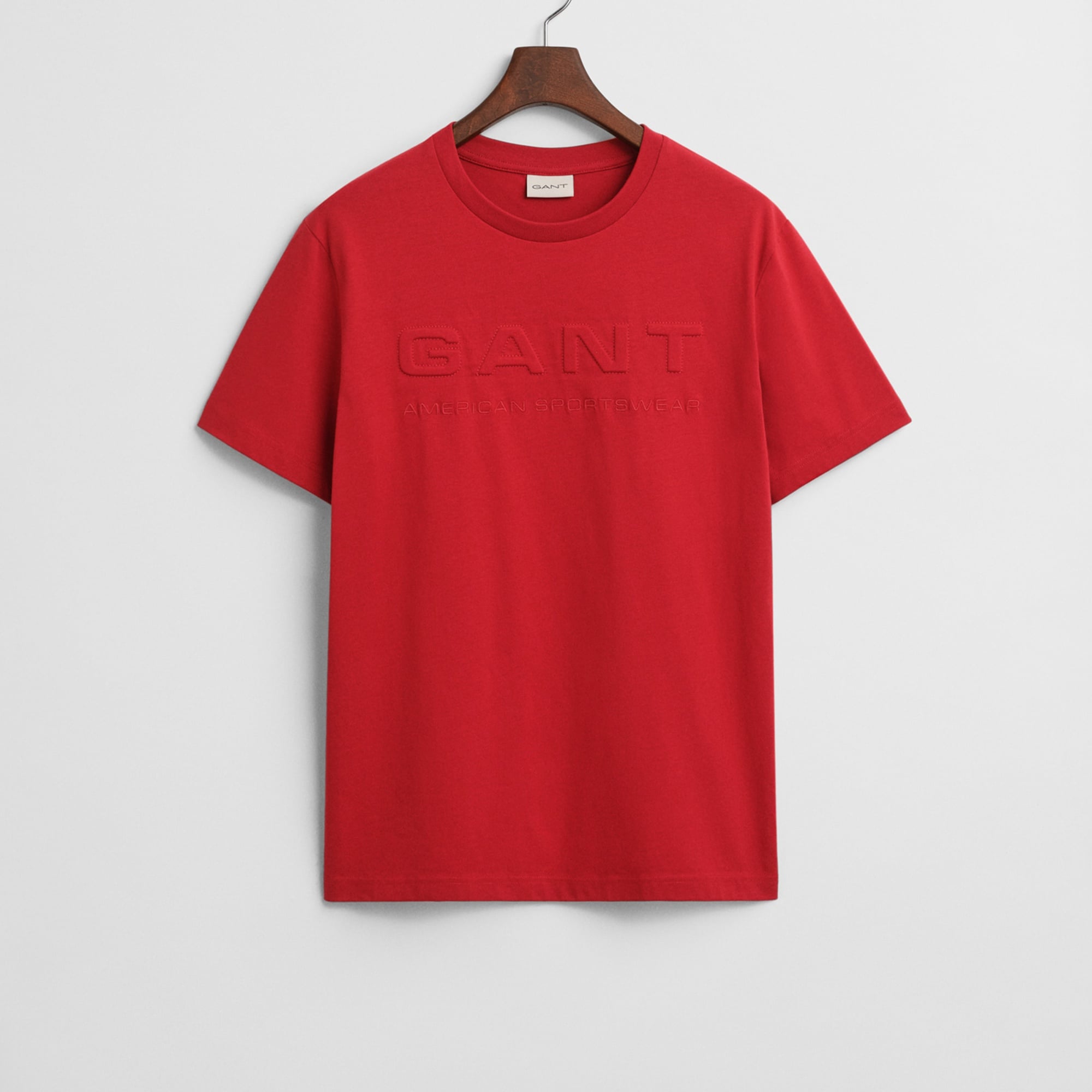 GANT Erkek Kırmızı Regular Fit Bisiklet Yaka Logolu T-Shirt