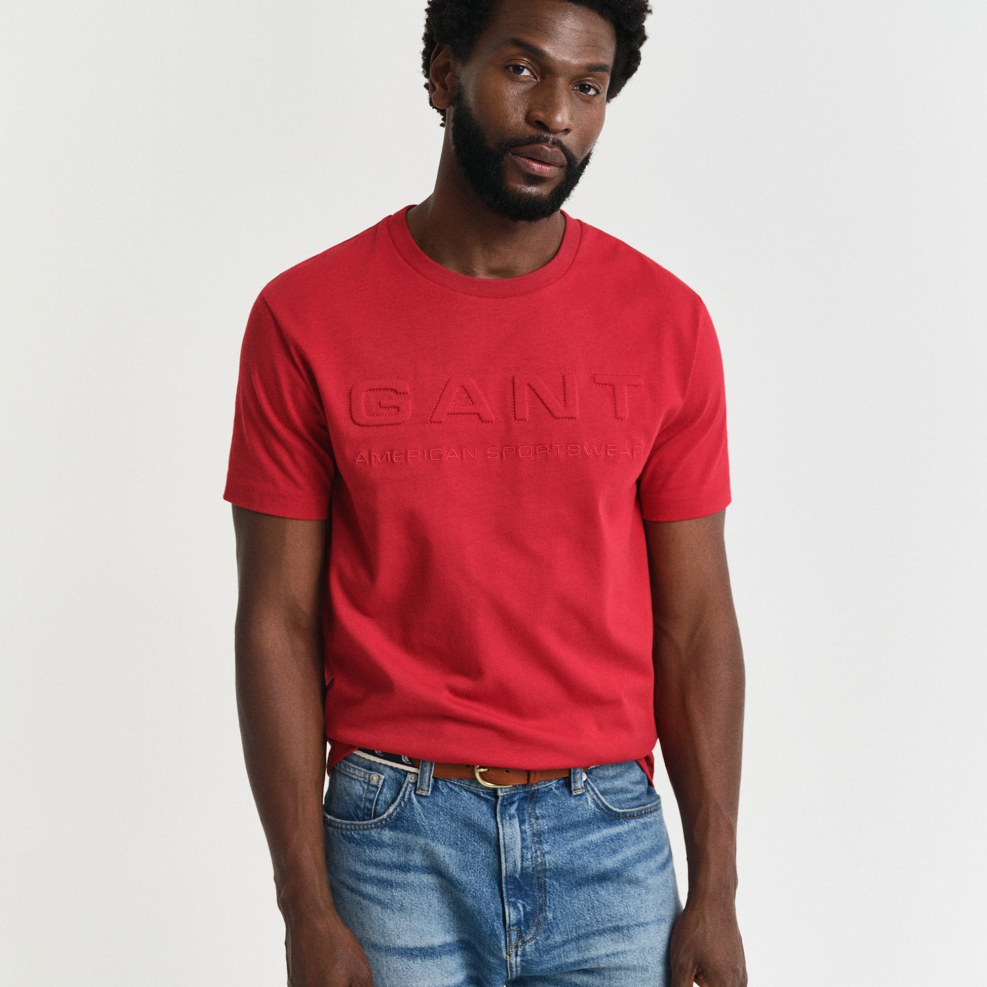 GANT Erkek Kırmızı Regular Fit Bisiklet Yaka Logolu T-Shirt