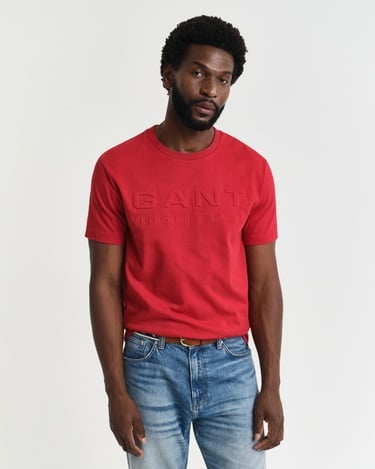  GANT Erkek Kırmızı Regular Fit Bisiklet Yaka Logolu T-Shirt