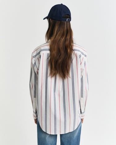  GANT Kadın Krem Relaxed Fit Klasik Yaka Çizgili Gömlek