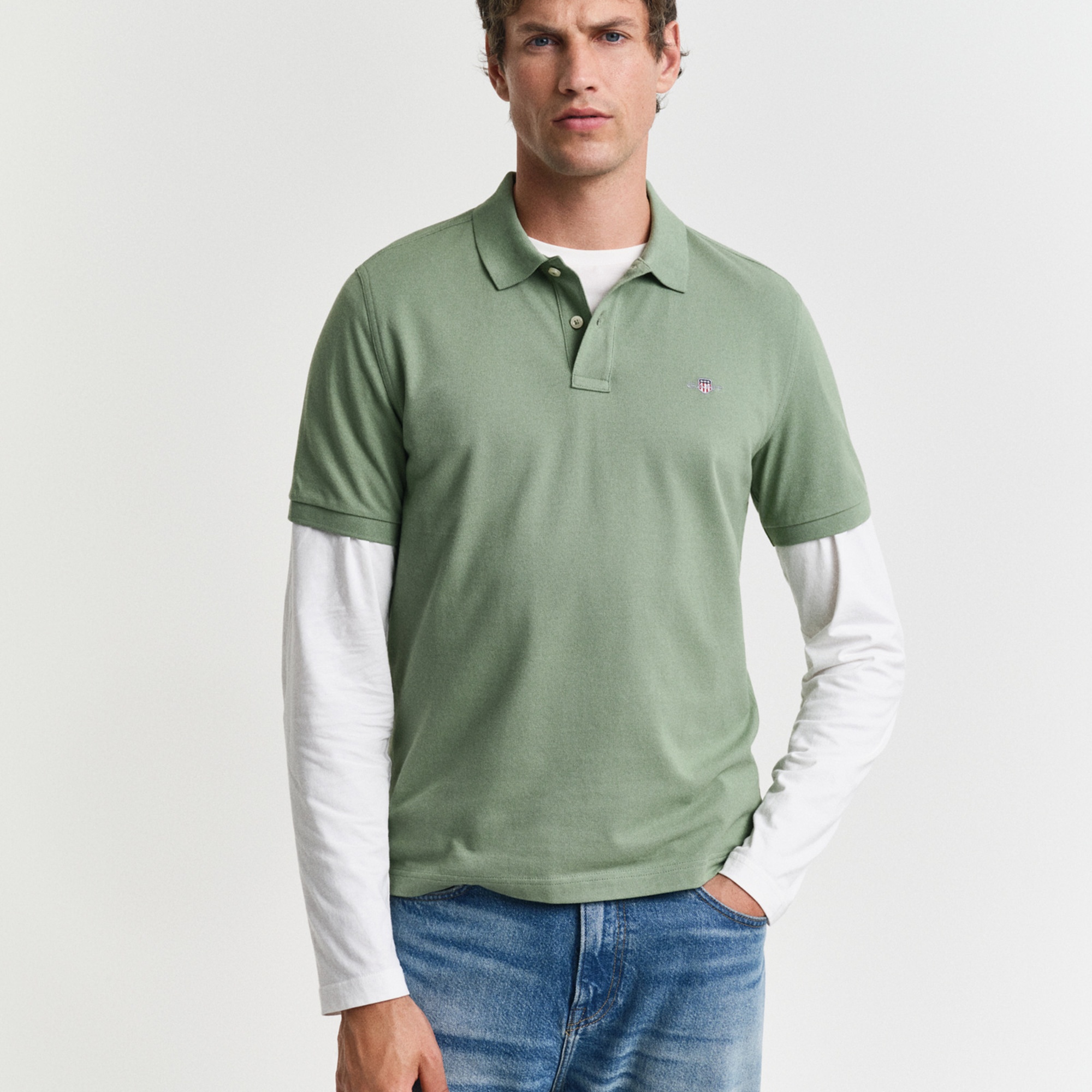 GANT Erkek Yeşil Regular Fit Polo