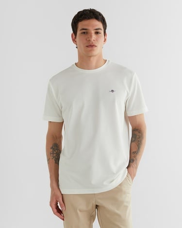  GANT Erkek Krem Regular Fit Bisiklet Yaka T-Shirt
