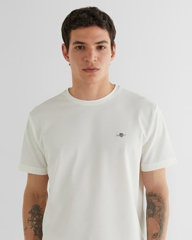  GANT Erkek Krem Regular Fit Bisiklet Yaka T-Shirt