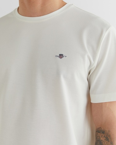  GANT Erkek Krem Regular Fit Bisiklet Yaka T-Shirt