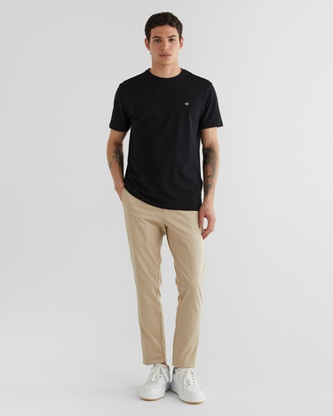  GANT Erkek Siyah Regular Fit Bisiklet Yaka T-Shirt