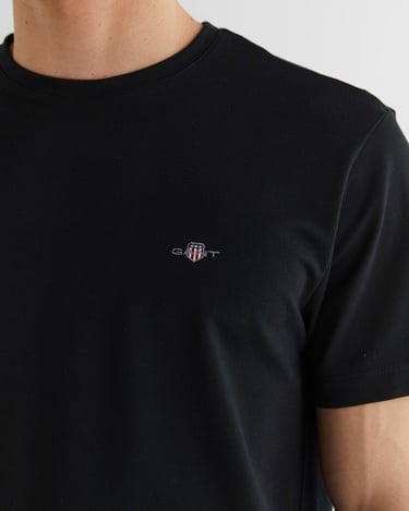  GANT Erkek Siyah Regular Fit Bisiklet Yaka T-Shirt