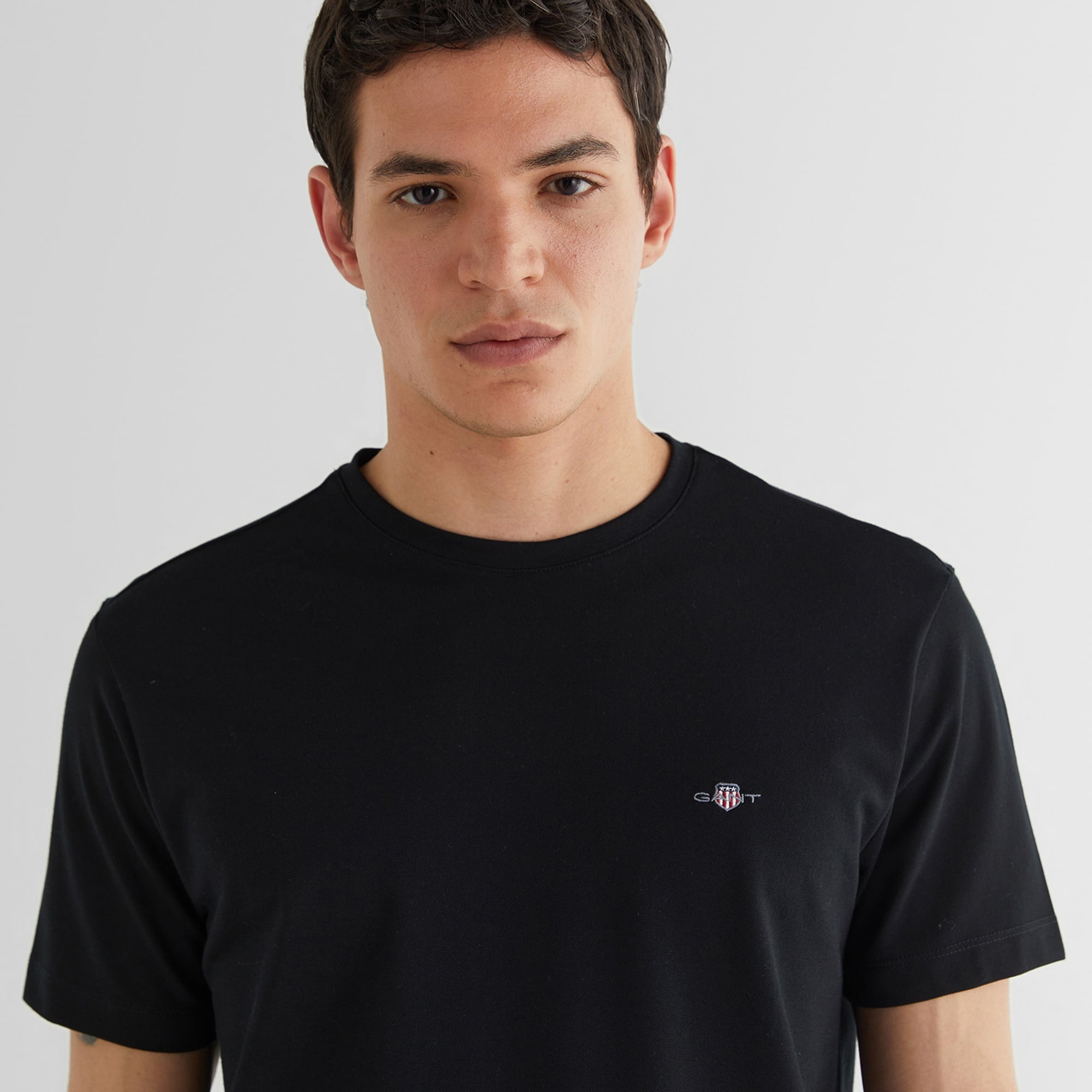 GANT Erkek Siyah Regular Fit Bisiklet Yaka T-Shirt