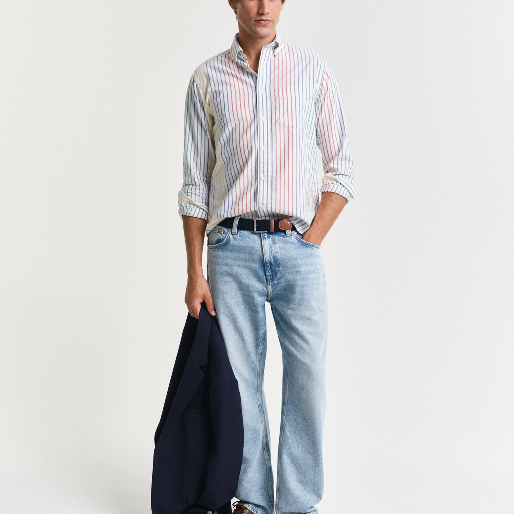 GANT Erkek Renkli Regular Fit Düğmeli Yaka Çizgili Gömlek