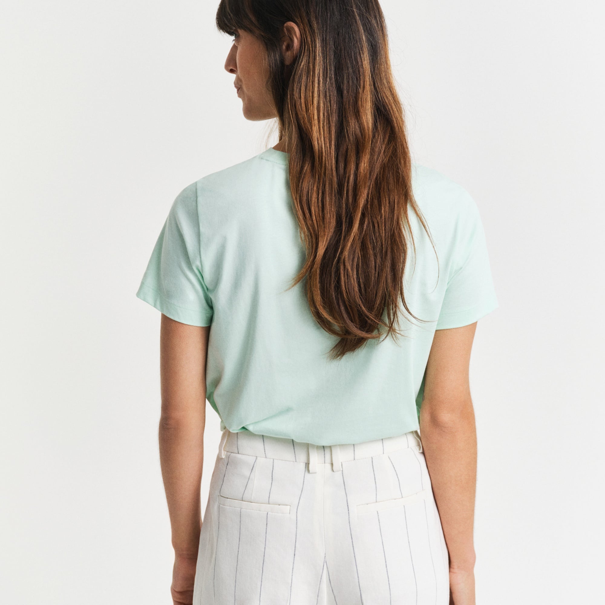 GANT Kadın Yeşil Regular Fit Bisiklet Yaka T-Shirt