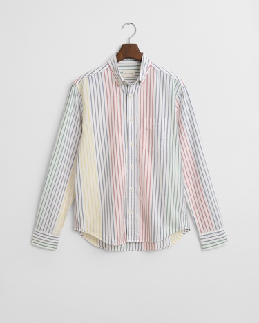  GANT Erkek Renkli Regular Fit Düğmeli Yaka Çizgili Gömlek