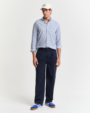  GANT Erkek Lacivert Regular Fit Düğmeli Yaka Çizgili Gömlek