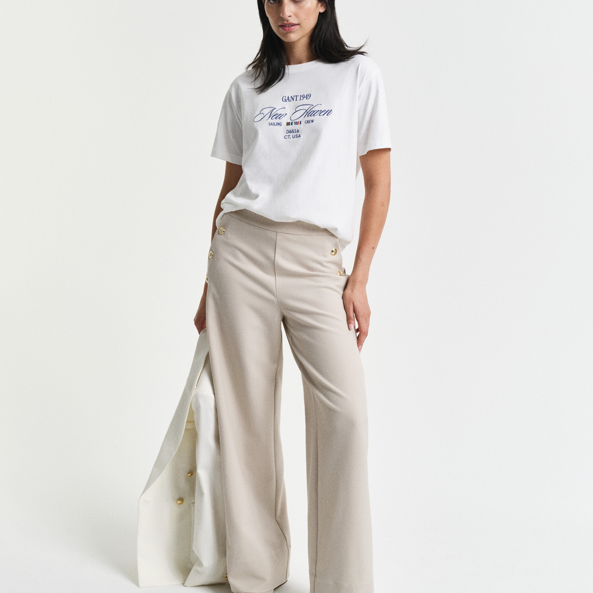 GANT Kadın Bej Straight Fit Pantolon