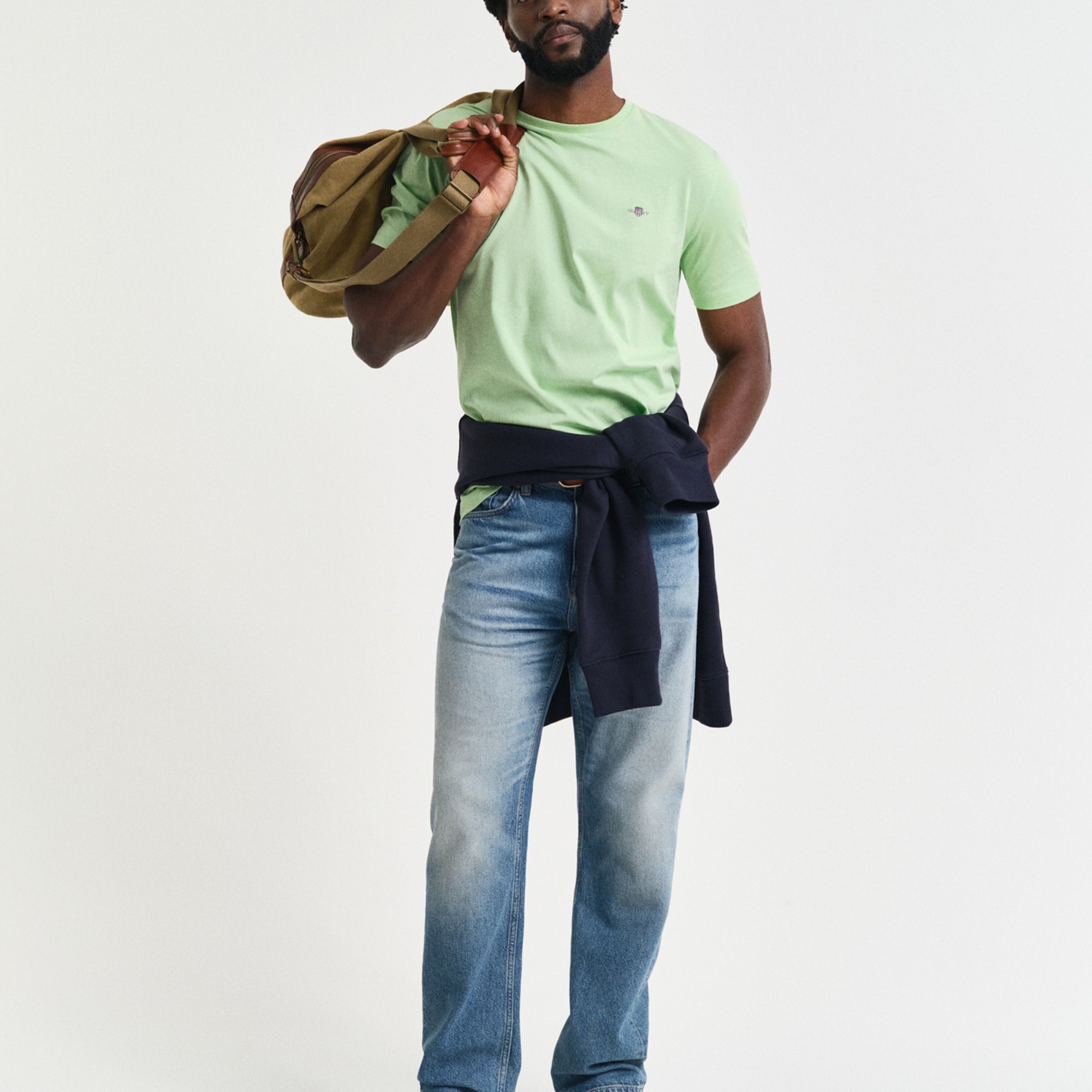 GANT Erkek Yeşil Regular Fit Bisiklet Yaka T-Shirt