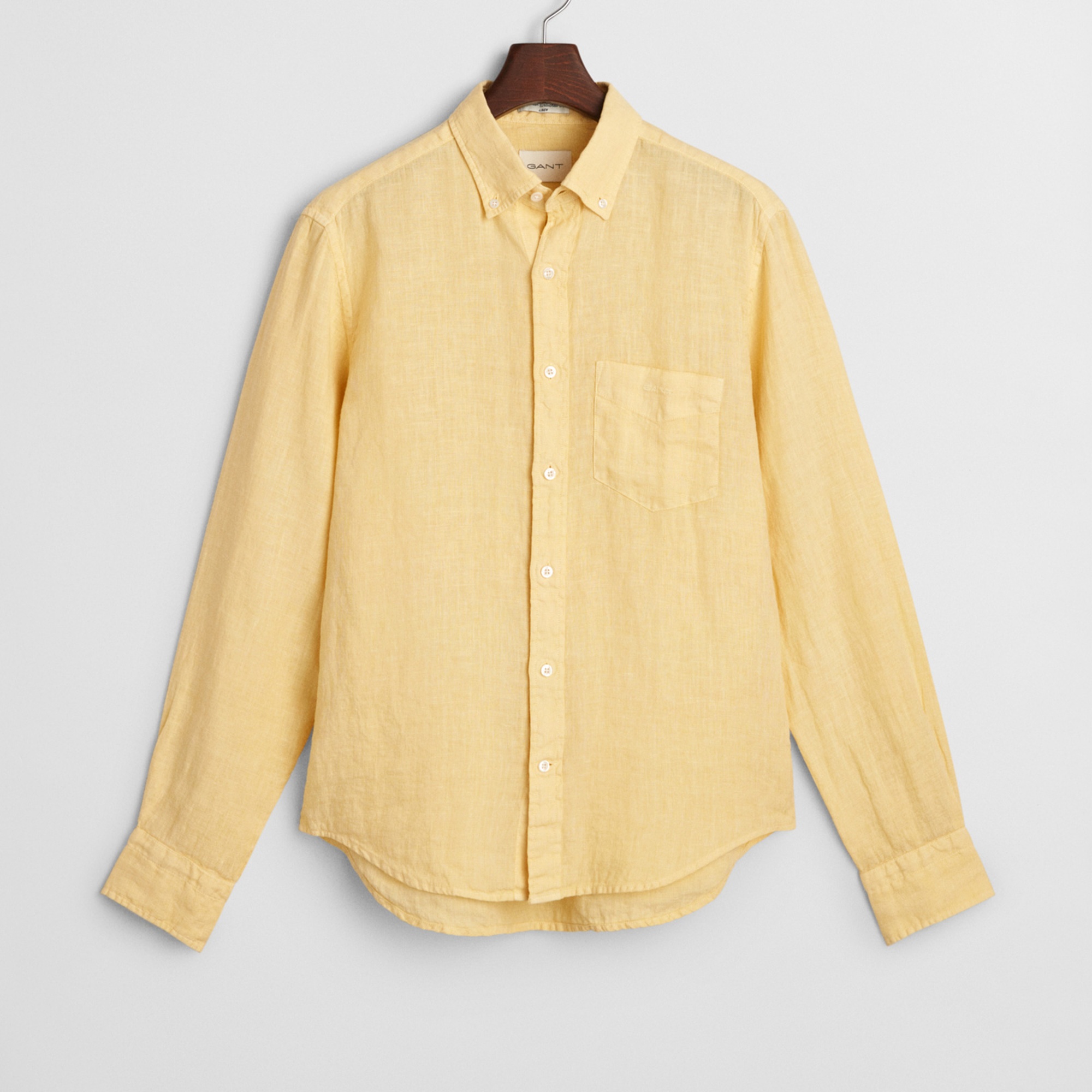 GANT Erkek Sarı Regular Fit Düğmeli Yaka Keten Gömlek