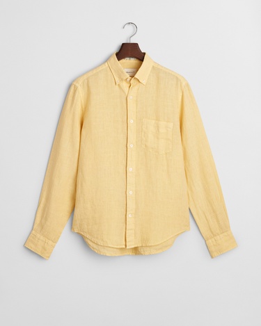  GANT Erkek Sarı Regular Fit Düğmeli Yaka Keten Gömlek