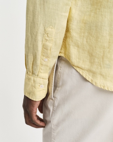  GANT Erkek Sarı Regular Fit Düğmeli Yaka Keten Gömlek